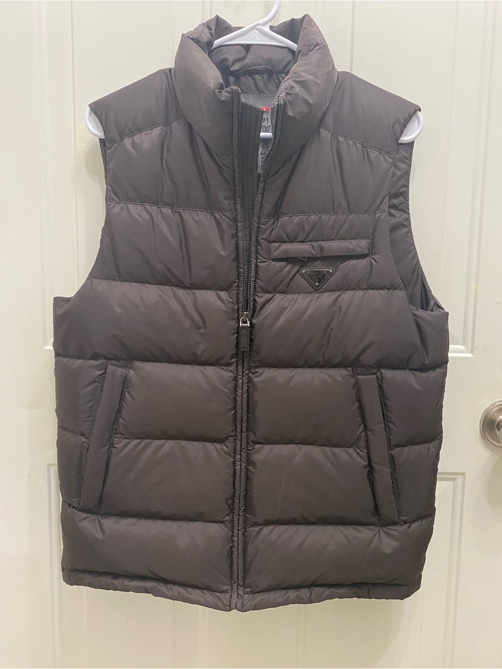 Prada Men's Brown Quilted Down Puffer Vest